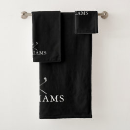 Conjunto De Toalhas Tacos de bastão de golfe personalizados preto e br
