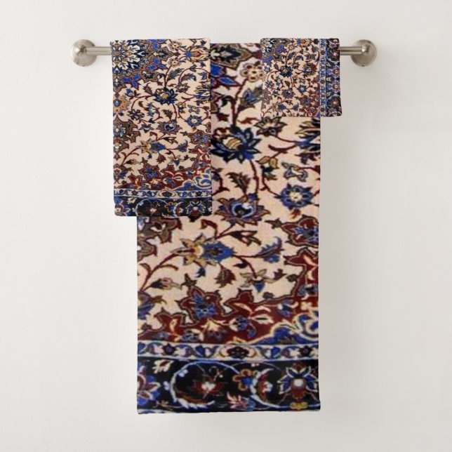 Conjunto De Toalhas Tapete Azul Turco Persa Antigo (Insitu)