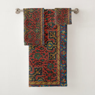 Conjunto De Toalhas Tapete de Carpete Persa Vermelho Azul Clássico