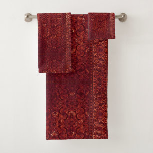 Conjunto De Toalhas Tapete Persa Antigo Vintage Oriental Vermelho Prof