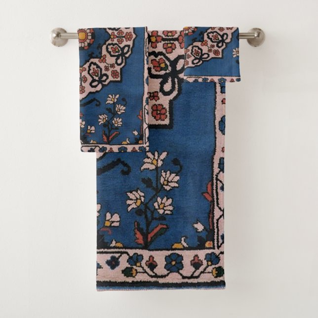 Conjunto De Toalhas Tapete Persa Turco Azul Oriental (Insitu)