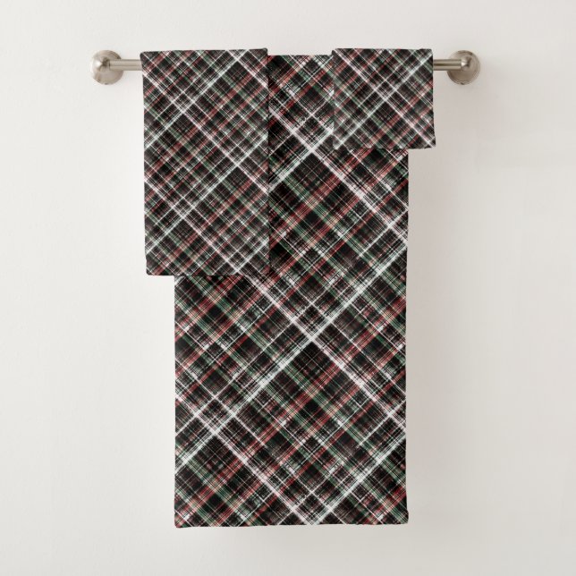 Conjunto De Toalhas Tartan de Natal texturizado.  (Insitu)