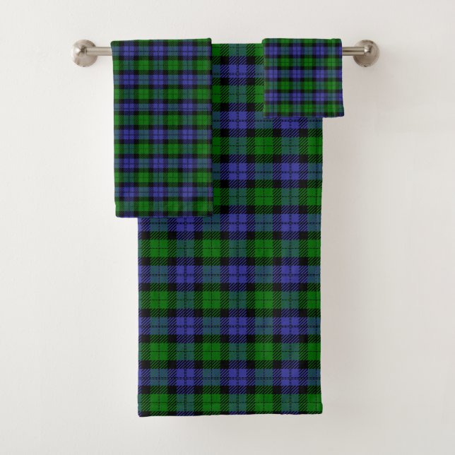 Conjunto De Toalhas Tartan escocês azul e verde (Insitu)