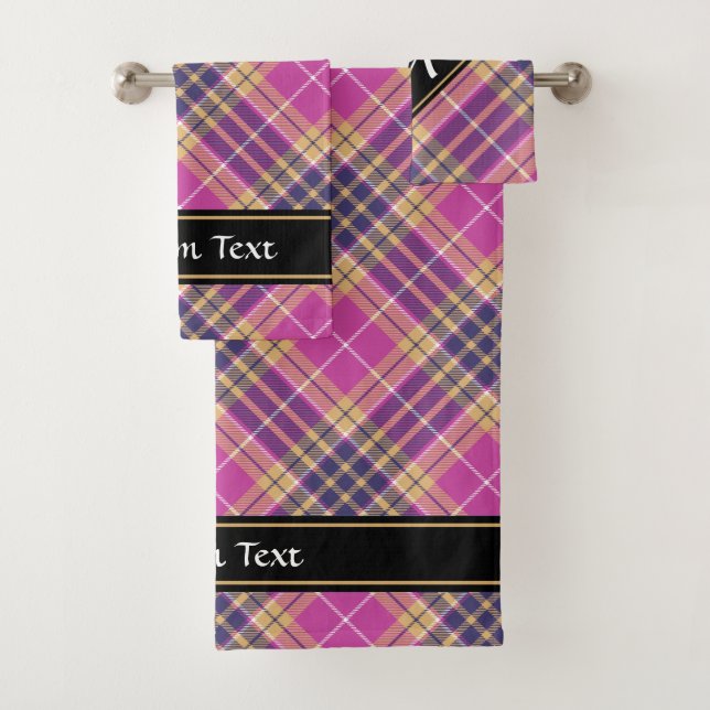 Conjunto De Toalhas Tartan rosa, Dourado e azul (Insitu)