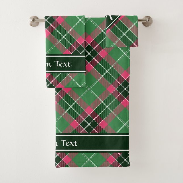 Conjunto De Toalhas Tartan verde e rosa (Insitu)