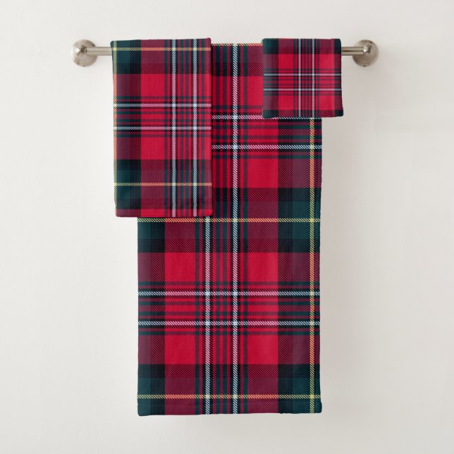 Conjunto De Toalhas Tartan vermelho (Insitu)