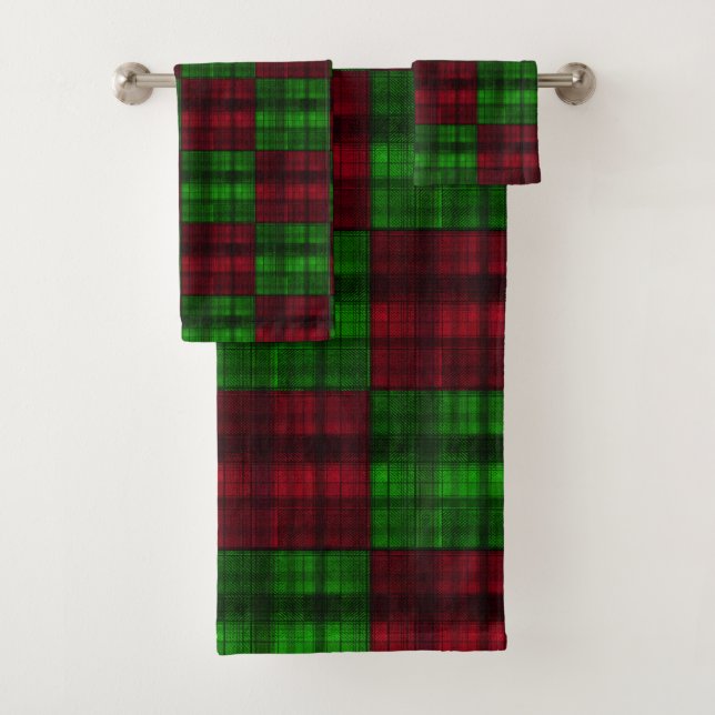 Conjunto De Toalhas Tartan vermelho e verde de Natal. (Insitu)