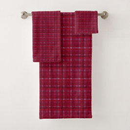 Conjunto De Toalhas Tartan vermelho verificado