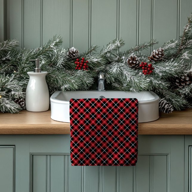 Conjunto De Toalhas Tartan Welcome Towels Red Black Gift for Nesting (Tartan Welcome Towels Red Black Gift for Nesting)