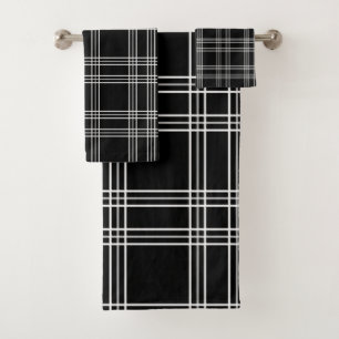 Conjunto De Toalhas Tartan Xadrez preto