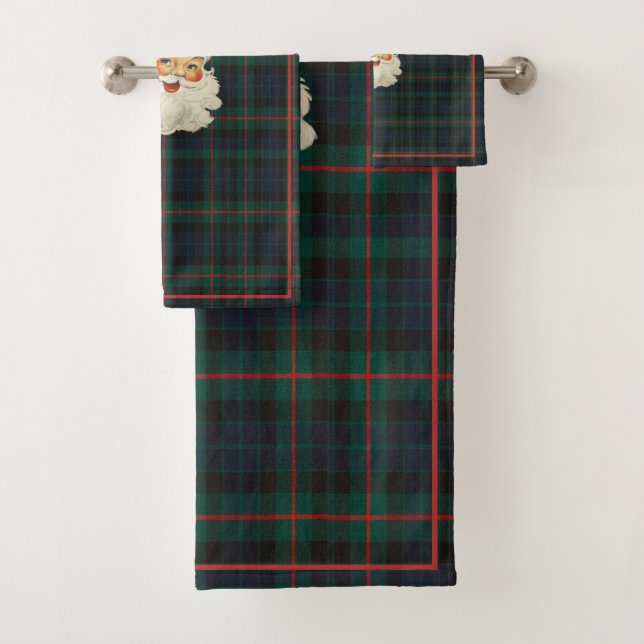 Conjunto De Toalhas Tartan Xadrez Vermelho Natal Plaid Papai Noel (Insitu)