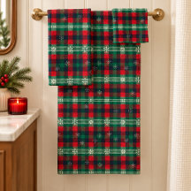 Tartan Xadrez Vermelho Verde Natal Flocos de Neve