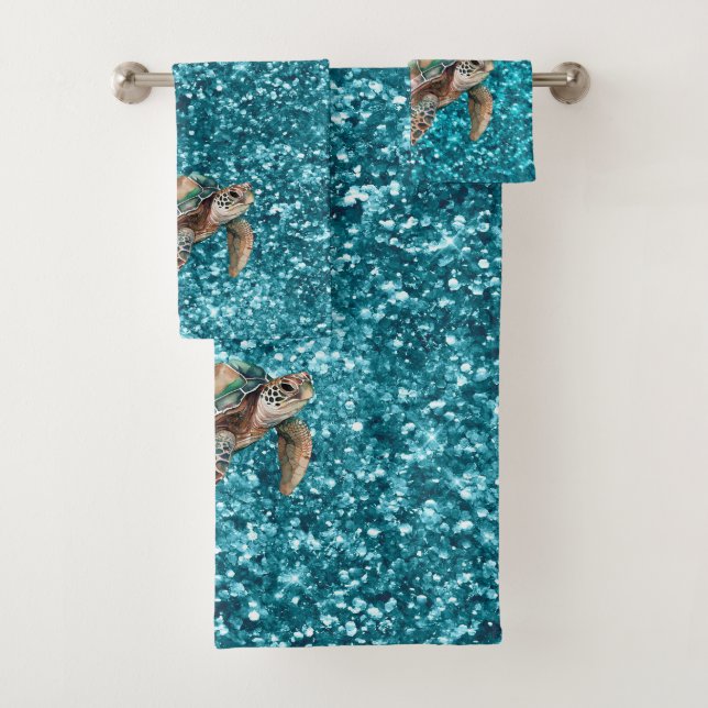 Conjunto De Toalhas Tartaruga Verde Teal (Insitu)