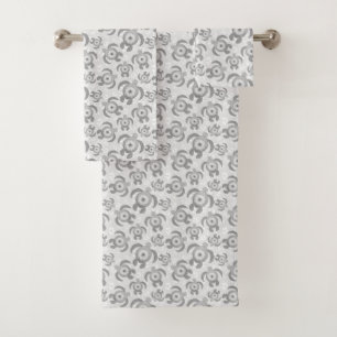 Conjunto De Toalhas Tartarugas do Mar Negro e Branco