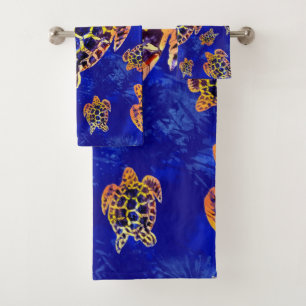 Conjunto De Toalhas Tartarugas marinhas Batik Arte Africana