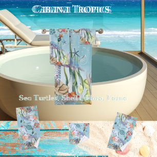 Conjunto De Toalhas Tartarugas marinhas, Conchas, Flora e Fauna