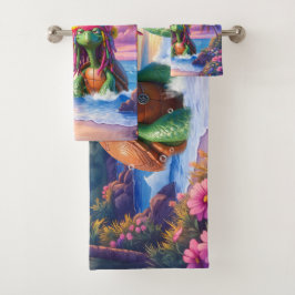 Conjunto De Toalhas Tartarugas Reggae – Vibrações da Ilha para Sempre.