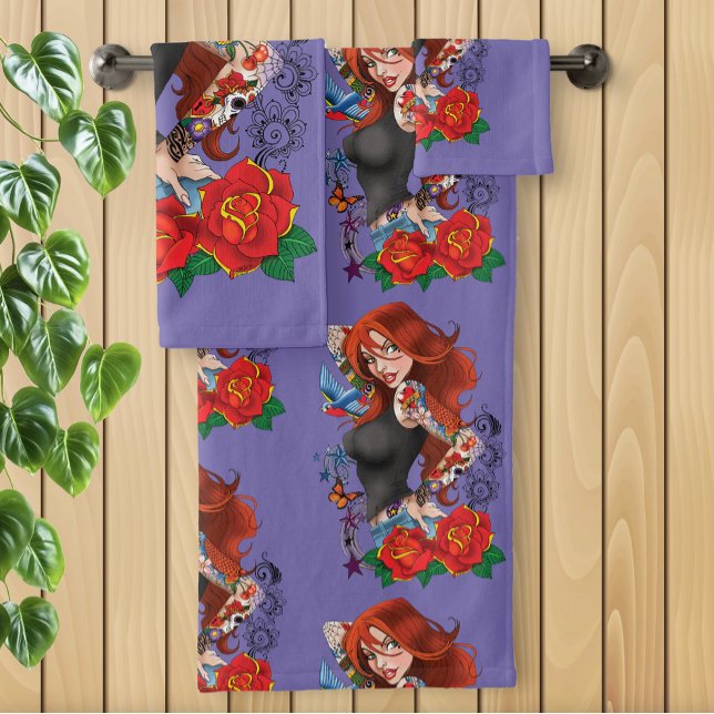 Conjunto De Toalhas Tattoos das mulheres ruivas (Criador carregado)