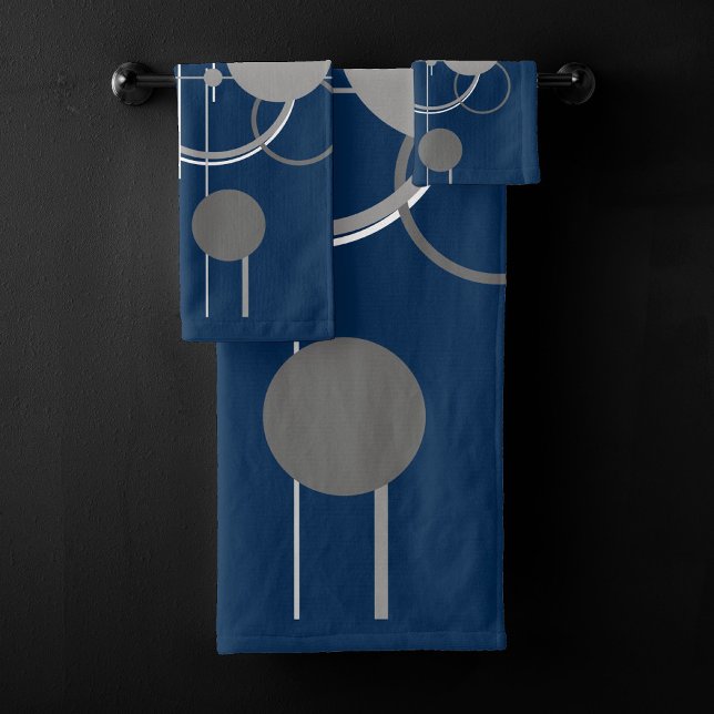 Conjunto De Toalhas Tattoos Line Art | Cinza abstrato Marinho azul esc (Criador carregado)