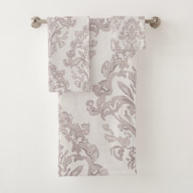 Taupe Suave Damasco Aquarela Floral Clássico
