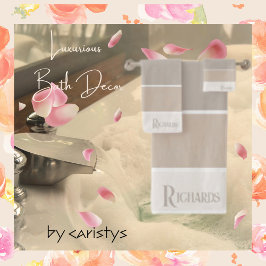 Conjunto De Toalhas Taupes e Linen Monogramas com Branco