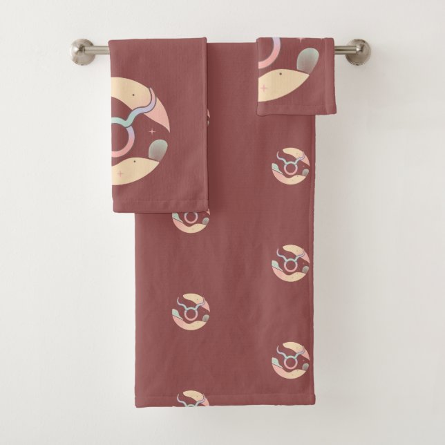 Conjunto De Toalhas TAURUS, Design abstrato do Sinal Zodíaco, (Insitu)