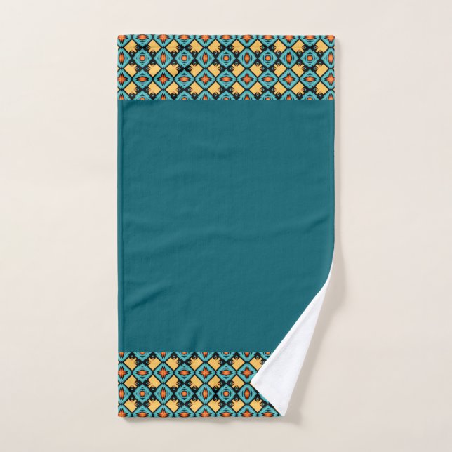 Conjunto De Toalhas Té verde escuro amarelo (Toalha de mão)