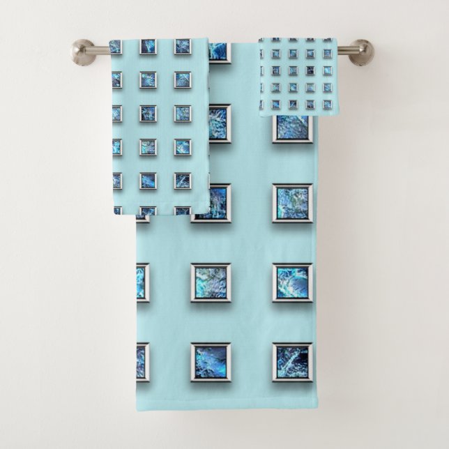 Conjunto De Toalhas Teal Blue e Gem Ouro Moderno (Insitu)