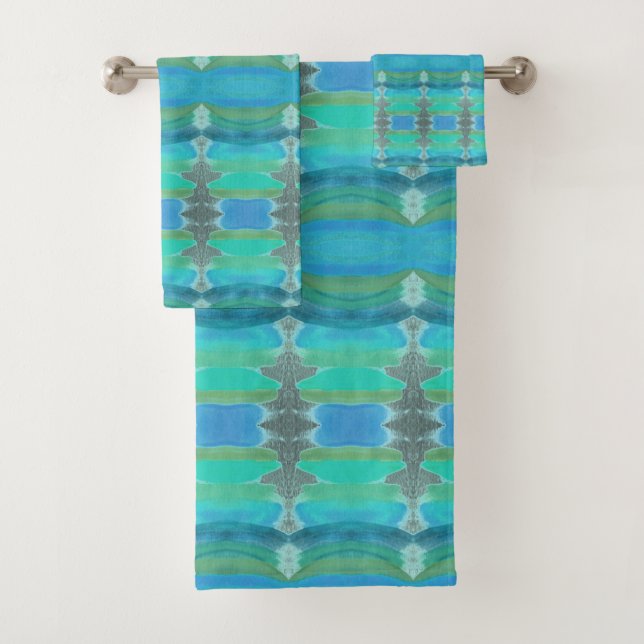 Conjunto De Toalhas Teal Com Torres Turquesas (Insitu)