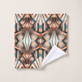 Conjunto De Toalhas Teal Copper Geometric Skyscraper Neo Art Deco