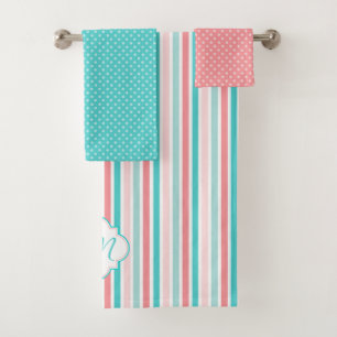 Conjunto De Toalhas Teal Cor-de-Rosa Coral Coordenado