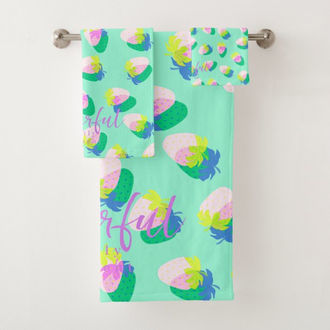 Conjunto De Toalhas Teal de Morango (Insitu)