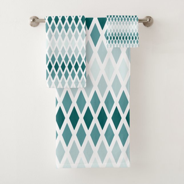 Conjunto De Toalhas Teal Diamond Ombre (Insitu)