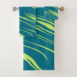 Conjunto De Toalhas Teal e abstrato verde