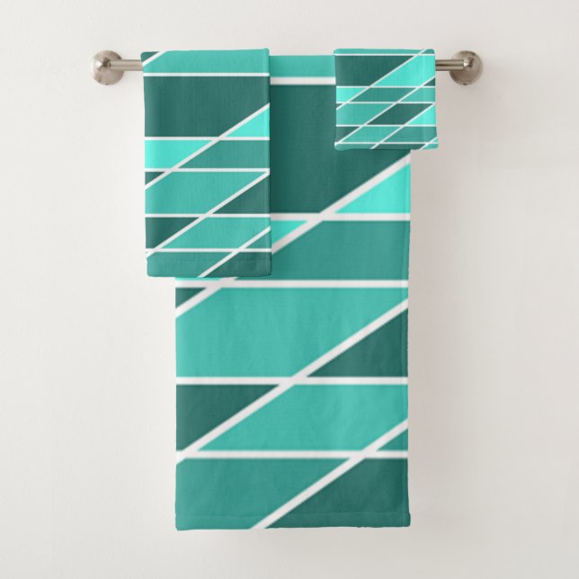 Conjunto De Toalhas Teal e Branco (Insitu)