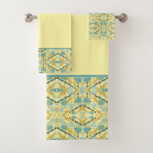 Conjunto De Toalhas Teal e Lemon Pattern (Insitu)
