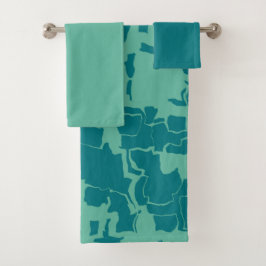 Conjunto De Toalhas Teal e Verde