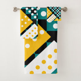 Conjunto De Toalhas Teal Escuro e amarelo