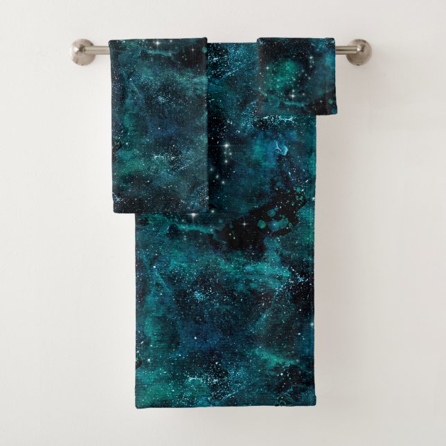 Conjunto De Toalhas Teal Galaxy Series Design 4 (Insitu)