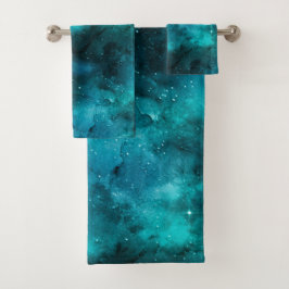 Conjunto De Toalhas Teal Galaxy Series Design 7