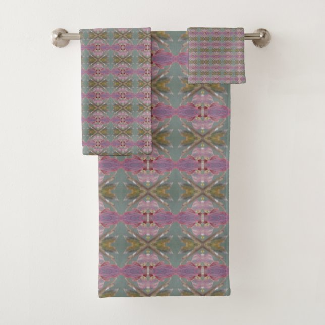 Conjunto De Toalhas Teal Green E Mauve (Insitu)