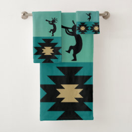 Conjunto De Toalhas Teal Kokopelli Bath Towel Set