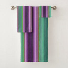 Conjunto De Toalhas Teal Lavender Orange Purple Stripes