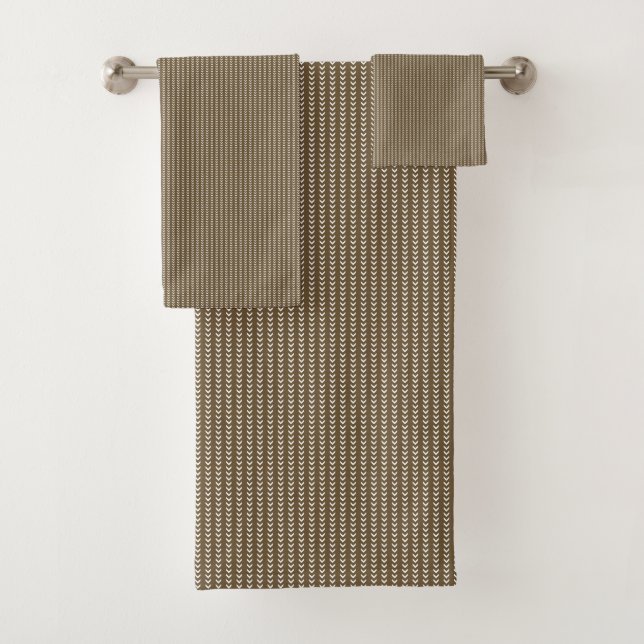 Conjunto De Toalhas Tecido castanho com um padrão vertical repetitivo  (Insitu)