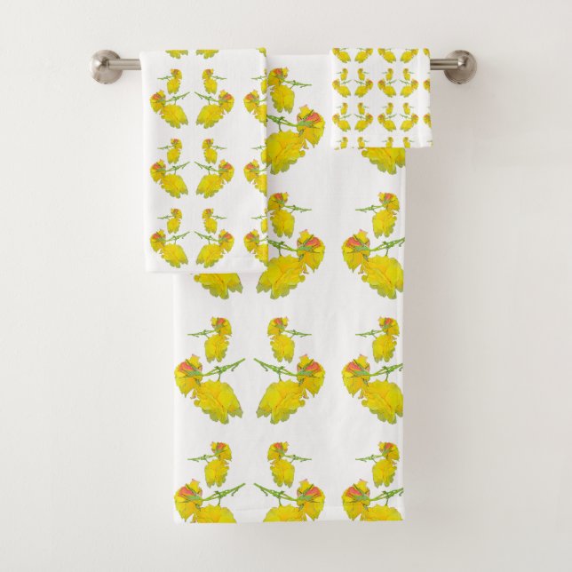 Conjunto De Toalhas Tecido de Rosa Amarelo. (Insitu)