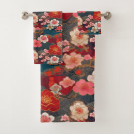 Conjunto De Toalhas Tecido Kimono japonês inspirado