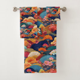 Conjunto De Toalhas Tecido Kimono japonês inspirado