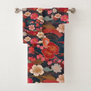 Conjunto De Toalhas Tecido Kimono japonês inspirado