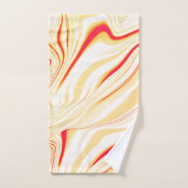 Conjunto De Toalhas Tecido ondulado com tons beges claros, curva rosa