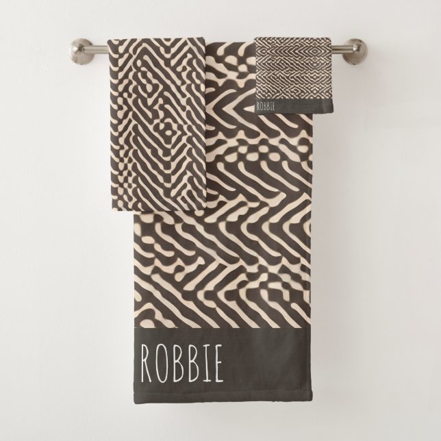 Conjunto De Toalhas Tecidos castanhos claros Padrão geométrico (Insitu)